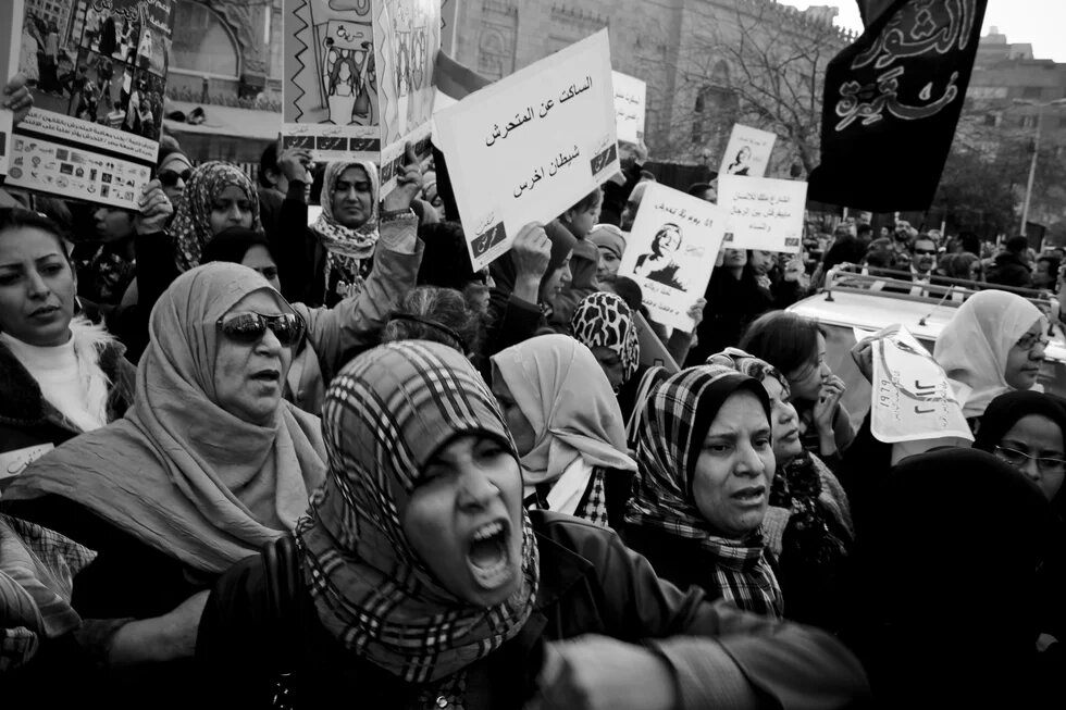 Demonstration against sexual assaults at Tahir Square, February 2013